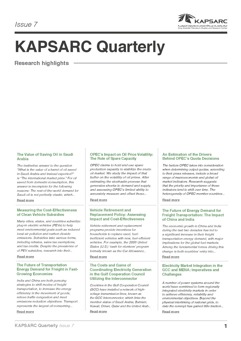 KAPSARC Quarterly: Issue 7 (1)